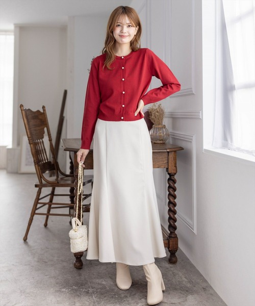 clear（クリア）の「パールボタンカーディガン［長袖 羽織り 持ち運び］≪再入荷≫（カーディガン/ボレロ・レディース・ブラック/オフホワイト/杢グレー/レッド/ネイビー/ミント/ピンク・F）」の12枚目の写真