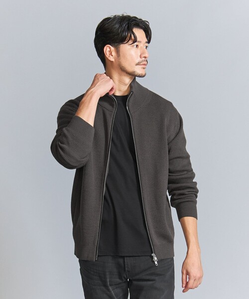 BEAUTY&YOUTH UNITED ARROWS（ビューティーアンドユースユナイテッドアローズ）の「【WEB限定 WARDROBE SMART】ウォッシャブル ドライバーズジャケット（カーディガン/ボレロ・メンズ・ダークグレー/ネイビー/ブラック・S/M/L/XL）」の2枚目の写真