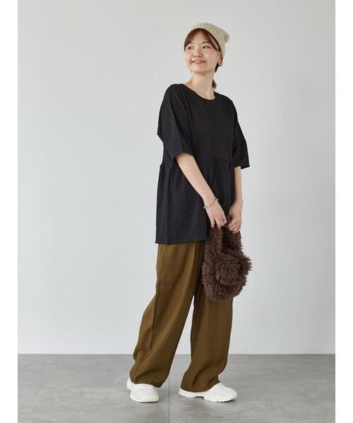 セール】ペプラムふくれカットソー（Tシャツ/カットソー