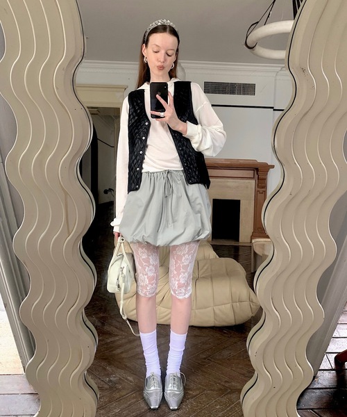 SANSeLF（サンセルフ）の「【LONSLAN】レースハーフレギンス sanal24a002（レギンス/スパッツ・レディース・ブラック/ホワイト・FREE）」の14枚目の写真