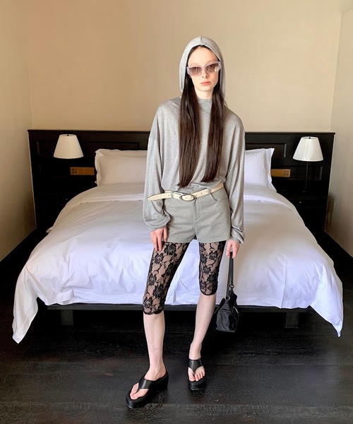 SANSeLF（サンセルフ）の「【LONSLAN】レースハーフレギンス sanal24a002（レギンス/スパッツ・レディース・ブラック/ホワイト・FREE）」の3枚目の写真