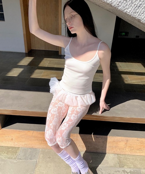 SANSeLF（サンセルフ）の「【LONSLAN】レースハーフレギンス sanal24a002（レギンス/スパッツ・レディース・ブラック/ホワイト・FREE）」の7枚目の写真