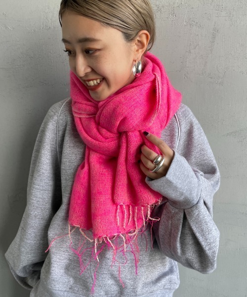 hint hint（ヒントヒント）の「[hint hint/ヒントヒント] アクリルコットン大判ストール(アイボリー・ピンク)（ストール/ショール・レディース・ピンク/アイボリー・ONE SIZE）」の8枚目の写真