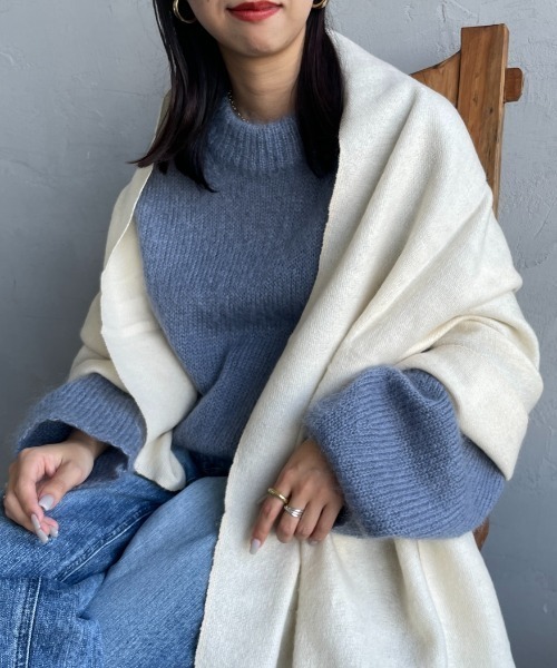 hint hint（ヒントヒント）の「[hint hint/ヒントヒント] アクリルコットン大判ストール(アイボリー・ピンク)（ストール/ショール・レディース・ピンク/アイボリー・ONE SIZE）」の3枚目の写真