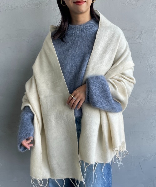 hint hint（ヒントヒント）の「[hint hint/ヒントヒント] アクリルコットン大判ストール(アイボリー・ピンク)（ストール/ショール・レディース・ピンク/アイボリー・ONE SIZE）」の4枚目の写真
