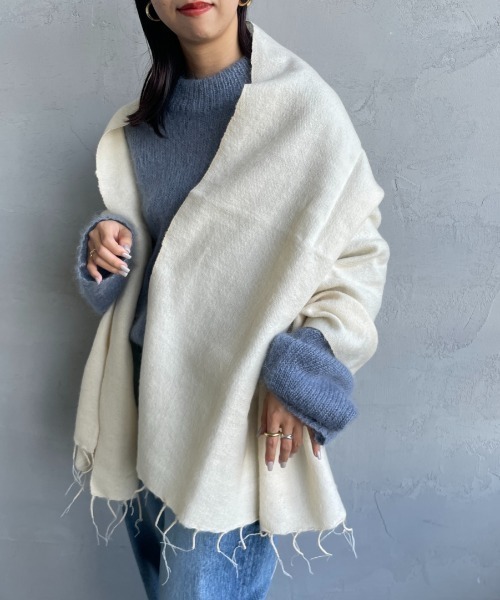 hint hint（ヒントヒント）の「[hint hint/ヒントヒント] アクリルコットン大判ストール(アイボリー・ピンク)（ストール/ショール・レディース・ピンク/アイボリー・ONE SIZE）」の5枚目の写真