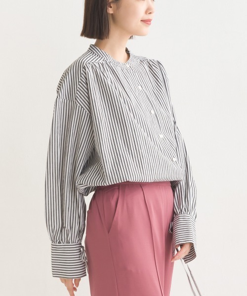 OMNES(オムネス)の「製品洗いコットンブロード袖口リボンオーバーシャツ(シャツ/ブラウス・レディース・ブラック系その他/ブラック系その他2/グレー系その他/ブルー系その他/ホワイト/ライトグレー/ベージュ系その他/ベージュ系その他2・FREE)」の14枚目の写真