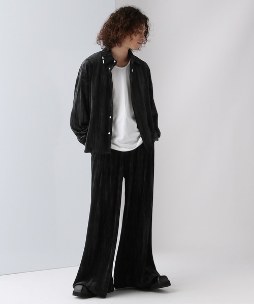 HARE（ハレ）の「ベロアパーツボウタイシャツ(HARE)（シャツ/ブラウス・メンズ・ブラック/グレー・FREE）」の9枚目の写真