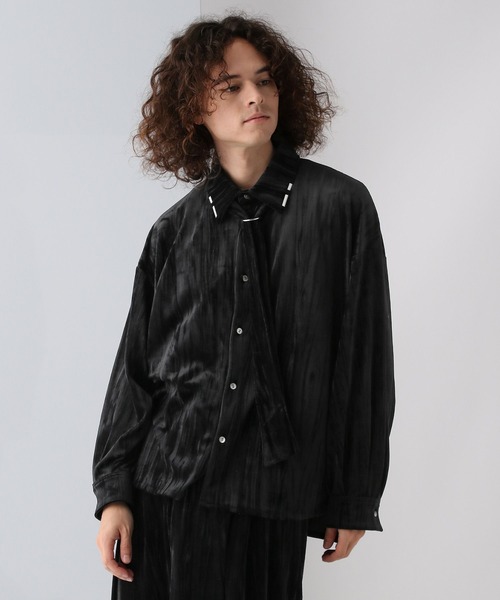 HARE（ハレ）の「ベロアパーツボウタイシャツ(HARE)（シャツ/ブラウス・メンズ・ブラック/グレー・FREE）」の7枚目の写真