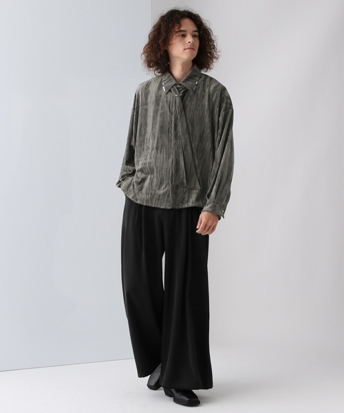 HARE（ハレ）の「ベロアパーツボウタイシャツ(HARE)（シャツ/ブラウス・メンズ・ブラック/グレー・FREE）」の5枚目の写真