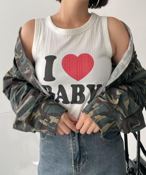 WEGO（ウィゴー）の「WEGO/ILOVEBABYタンク（タンクトップ・レディース・ブラック/ホワイト・FREE）」の5枚目の写真