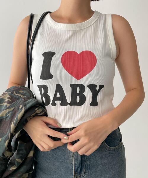 WEGO（ウィゴー）の「WEGO/ILOVEBABYタンク（タンクトップ・レディース・ブラック/ホワイト・FREE）」の6枚目の写真