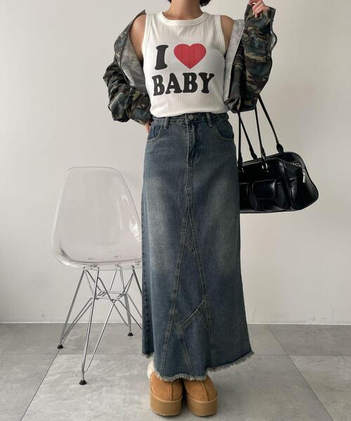 WEGO（ウィゴー）の「WEGO/ILOVEBABYタンク（タンクトップ・レディース・ブラック/ホワイト・FREE）」の7枚目の写真