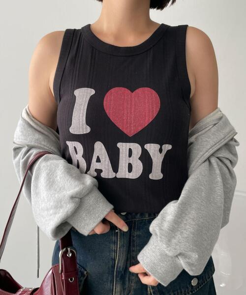 WEGO（ウィゴー）の「WEGO/ILOVEBABYタンク（タンクトップ・レディース・ブラック/ホワイト・FREE）」の9枚目の写真
