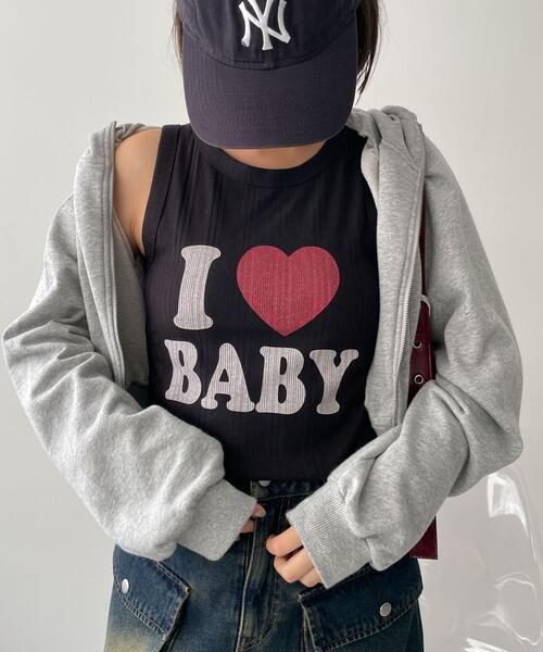 WEGO（ウィゴー）の「WEGO/ILOVEBABYタンク（タンクトップ・レディース・ブラック/ホワイト・FREE）」の10枚目の写真