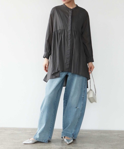 TITE IN THE STORE（ティテ　インザ　ストア）の「シアーコットンチュニックギャザーブラウス（シャツ/ブラウス・レディース・レッド/ブルー・38）」の10枚目の写真