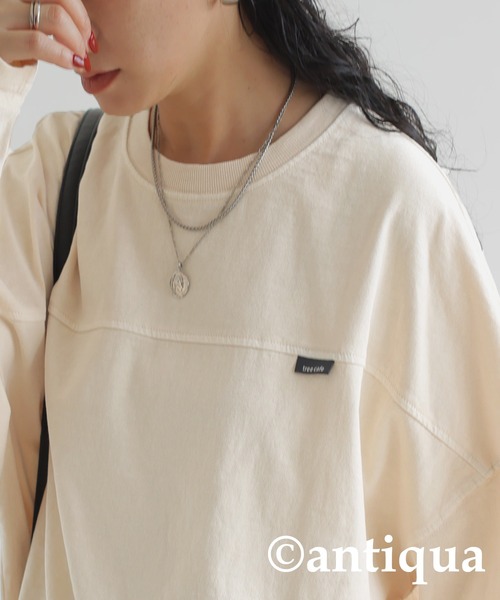 antiqua（アンティカ）の「フットボールロンT（Tシャツ/カットソー・レディース・オフホワイト/ブルー/カーキ/スミクロ・P/R）」の19枚目の写真