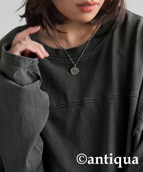 antiqua（アンティカ）の「フットボールロンT（Tシャツ/カットソー・レディース・オフホワイト/ブルー/カーキ/スミクロ・P/R）」の22枚目の写真