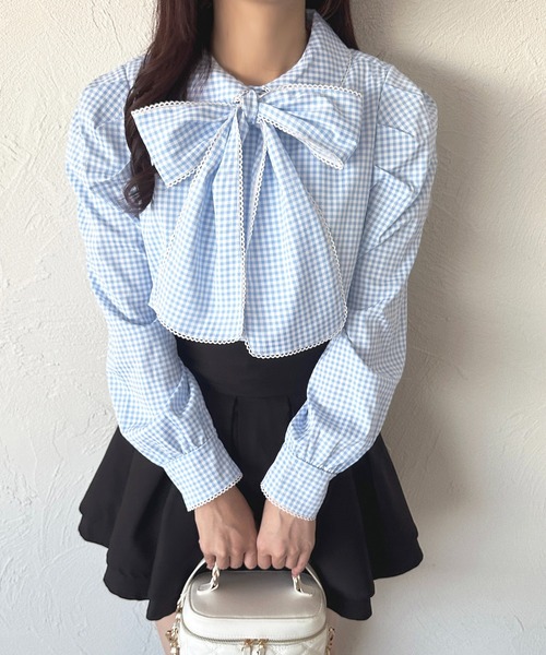 apres jour（アプレジュール）の「アソートボウタイリボンブラウス【ZOZOTOWN限定アイテム】（シャツ/ブラウス・レディース・グリーン/ピンク/ブラック/オフホワイト/ブルー・フリー/X-LARGE）」の4枚目の写真