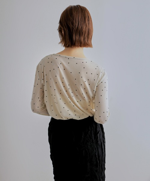 Olu.(オルドット)の「クルーネックシアーカットソー(Tシャツ/カットソー・レディース・ライトブルー/ドット・FREE)」の6枚目の写真
