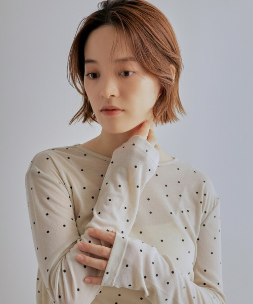 Olu.(オルドット)の「クルーネックシアーカットソー(Tシャツ/カットソー・レディース・ライトブルー/ドット・FREE)」の4枚目の写真