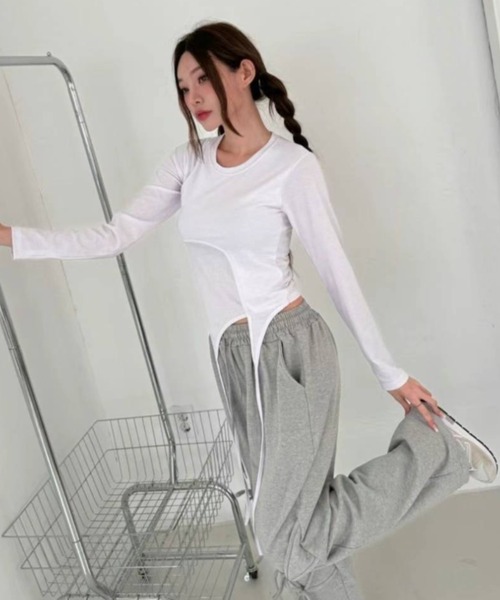 Y2K SYNAPSE FACTORY（ワイツーケー シナプスファクトリー）の「【コットン】リボンスウェットジョガーパンツ（スウェットパンツ・レディース・グレー/ブラック・FREE）」の13枚目の写真