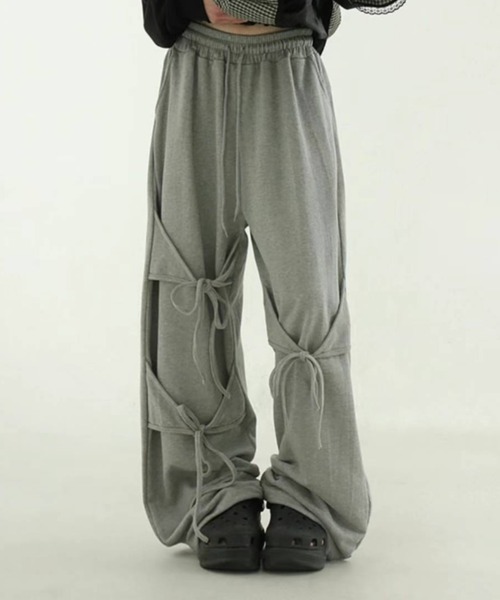Y2K SYNAPSE FACTORY（ワイツーケー シナプスファクトリー）の「【コットン】リボンスウェットジョガーパンツ（スウェットパンツ・レディース・グレー/ブラック・FREE）」の16枚目の写真