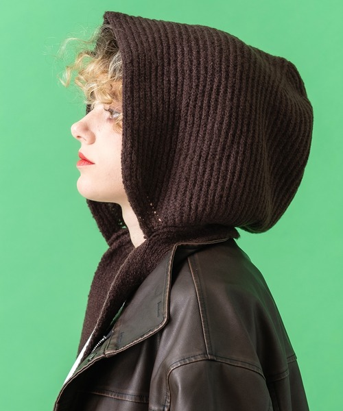 an meets zakka(アンミツザッカ)の「an meets zakka ウールリブニットフード帽(ニットキャップ/ビーニー・メンズ・ワインレッド/チャコール/ブラウン/グレー/ホワイト/ブラック/ベージュ/ネイビー・ONESIZE)」の5枚目の写真