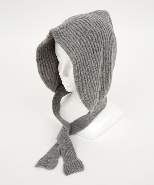 an meets zakka(アンミツザッカ)の「an meets zakka ウールリブニットフード帽(ニットキャップ/ビーニー・メンズ・ワインレッド/チャコール/ブラウン/グレー/ホワイト/ブラック/ベージュ/ネイビー・ONESIZE)」の3枚目の写真