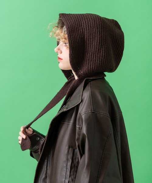 an meets zakka(アンミツザッカ)の「an meets zakka ウールリブニットフード帽(ニットキャップ/ビーニー・メンズ・ワインレッド/チャコール/ブラウン/グレー/ホワイト/ブラック/ベージュ/ネイビー・ONESIZE)」の14枚目の写真