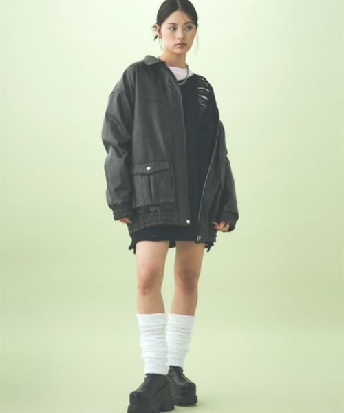 TTOL(トール)の「ダメージルーズニットトップス(ニット/セーター・レディース・グレー/ブラック・M~L/L~LL)」の8枚目の写真