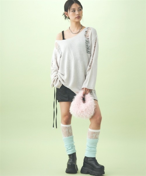 TTOL(トール)の「ダメージルーズニットトップス(ニット/セーター・レディース・グレー/ブラック・M~L/L~LL)」の20枚目の写真