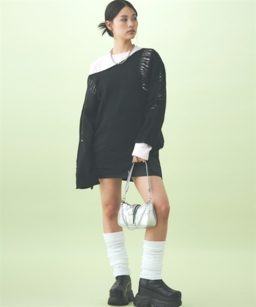 TTOL(トール)の「ダメージルーズニットトップス(ニット/セーター・レディース・グレー/ブラック・M~L/L~LL)」の19枚目の写真