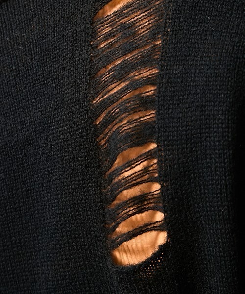 TTOL(トール)の「ダメージルーズニットトップス(ニット/セーター・レディース・グレー/ブラック・M~L/L~LL)」の13枚目の写真