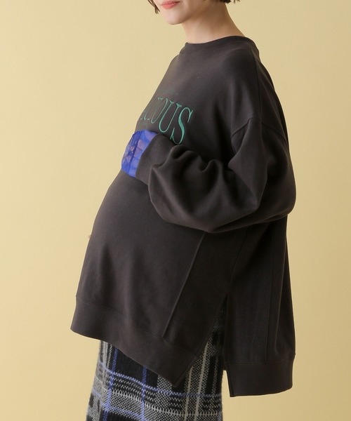 LEPSIM（レプシィム）の「【産前・産後対応】マタニティ／刺繍ロゴスウェット　200267（マタニティウェア/グッズ・レディース・チャコールグレー/グレー・FREE）」の3枚目の写真