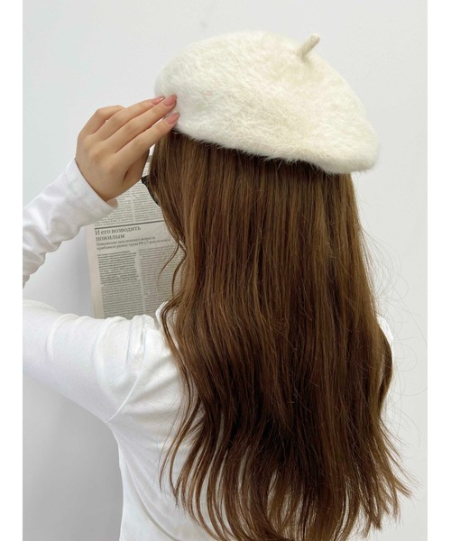 PHILLY（フィリー）の「【PHILLY】フェザータッチベレー（ハンチング/ベレー帽・レディース・ブラック/ホワイト/ベージュ・FREE）」の3枚目の写真