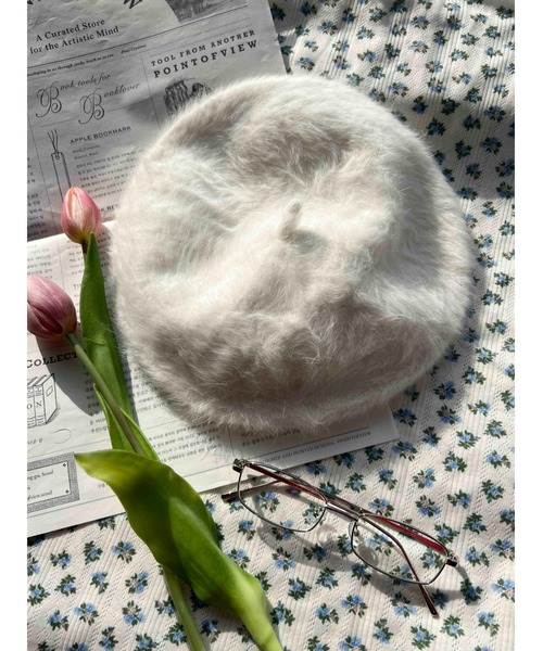 PHILLY（フィリー）の「【PHILLY】フェザータッチベレー（ハンチング/ベレー帽・レディース・ブラック/ホワイト/ベージュ・FREE）」の2枚目の写真