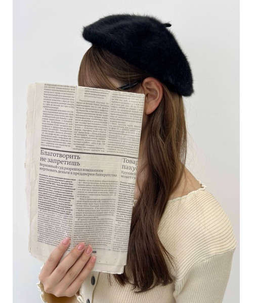 PHILLY（フィリー）の「【PHILLY】フェザータッチベレー（ハンチング/ベレー帽・レディース・ブラック/ホワイト/ベージュ・FREE）」の4枚目の写真