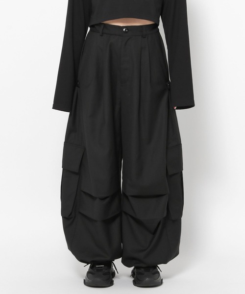 Anui / TRタックパラシュートパンツ / ブラック セール】【UNISEX/3サイズ展開】TRタックパラシュートパンツ