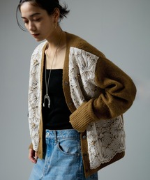 SALON adam et rope' | ヤクウールフラワーレースストラータカーディガン(カーディガン/ボレロ)