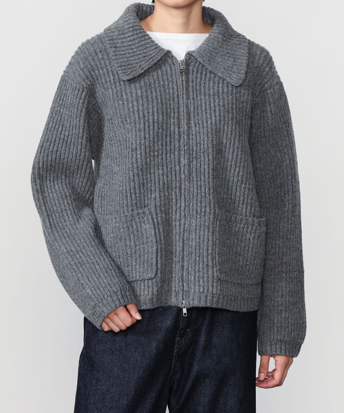 Bshop(ビショップ)の「RYE TENDER | 〈別注〉フルジップ ニットブルゾン WOMEN(カーディガン/ボレロ・レディース・アイボリー/ダークグレー/ブラウン・1)」の15枚目の写真