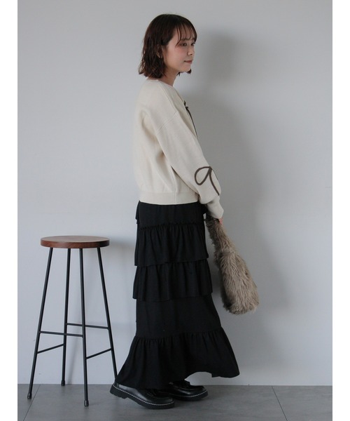 ehka sopo(エヘカソポ)の「リボンコード刺繍カーディガン(カーディガン/ボレロ・レディース・ブラック/グレー/キナリ・F)」の10枚目の写真