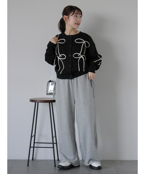 ehka sopo(エヘカソポ)の「リボンコード刺繍カーディガン(カーディガン/ボレロ・レディース・ブラック/グレー/キナリ・F)」の16枚目の写真