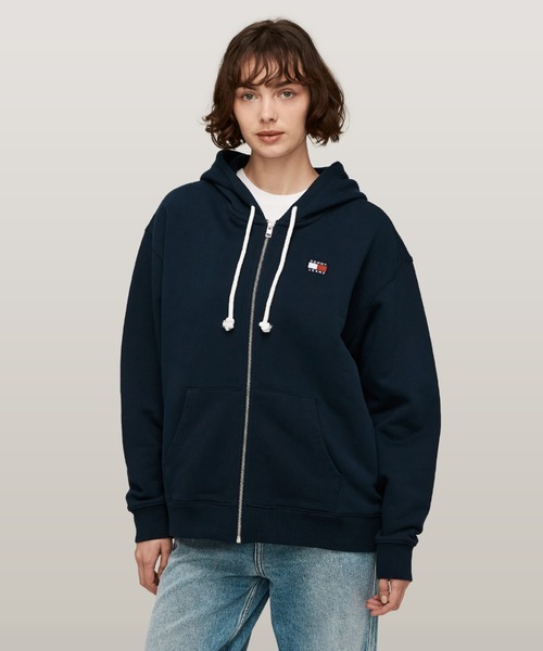 tommy jeans(トミー ジーンズ)の「リラックスブロッキングジップアップパーカー(パーカー・レディース・ネイビー・MEDIUM/SMALL/X-SMALL)」の1枚目の写真