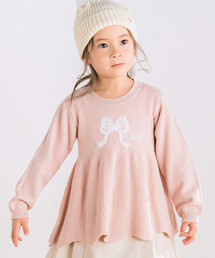 SLAP SLIP（スラップスリップ）の「リボンモチーフ裾スカラップフレアニット(75~155cm)（ニット/セーター・キッズ）」