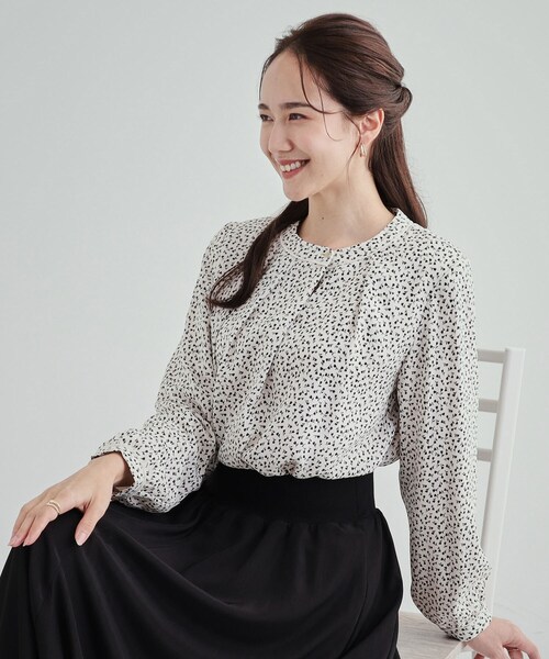 DRESKIP（ドレスキップ）の「◆あったか裏地 配色バンドカラーブラウス【SHOO WARM】（シャツ/ブラウス・レディース・ホワイト系3/ブラック系/オフホワイト/ピンク・04/02/03）」の3枚目の写真