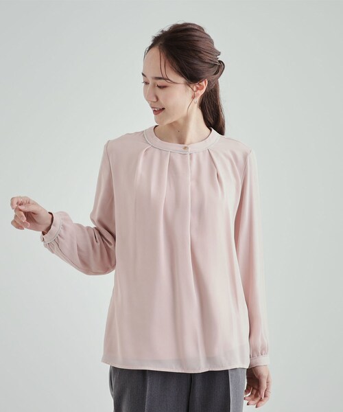 DRESKIP（ドレスキップ）の「◆あったか裏地 配色バンドカラーブラウス【SHOO WARM】（シャツ/ブラウス・レディース・ホワイト系3/ブラック系/オフホワイト/ピンク・04/02/03）」の9枚目の写真