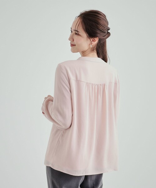 DRESKIP（ドレスキップ）の「◆あったか裏地 配色バンドカラーブラウス【SHOO WARM】（シャツ/ブラウス・レディース・ホワイト系3/ブラック系/オフホワイト/ピンク・04/02/03）」の10枚目の写真