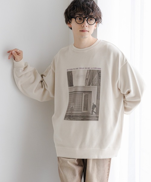 RAGEBLUE（レイジブルー）の「ヴィンテージライク/裏毛フォトプリントスウェット（スウェット・メンズ・グレー/オフホワイト/ダークグレー・LARGE/MEDIUM）」の2枚目の写真