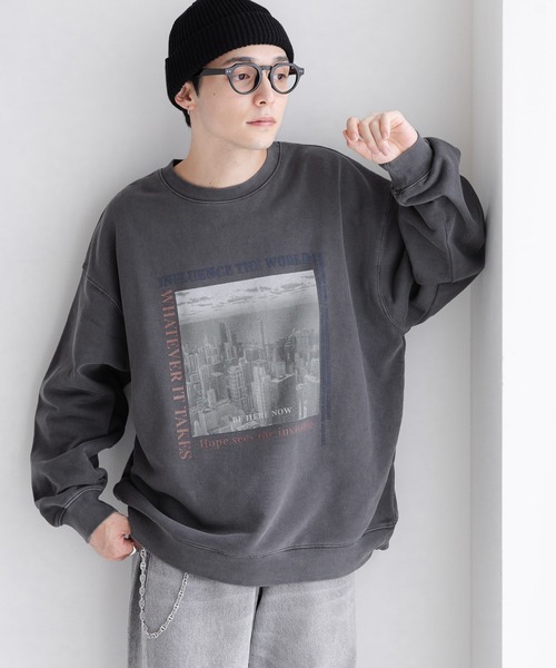 RAGEBLUE（レイジブルー）の「ヴィンテージライク/裏毛フォトプリントスウェット（スウェット・メンズ・グレー/オフホワイト/ダークグレー・LARGE/MEDIUM）」の3枚目の写真